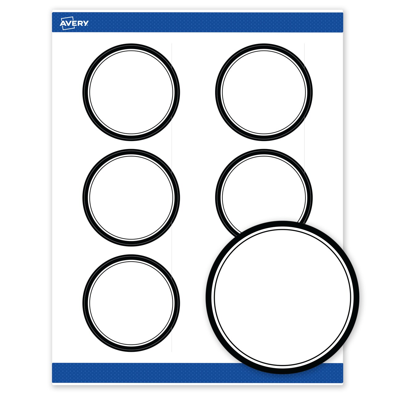 Avery Printable Round Labels, Double Black Border, 3" Diameter, Matte White Round Labels, Permanent, Laser/Inkjet, 60ct, Great for Product Labels
